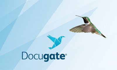 Docugate Logo mit einem Vogel 