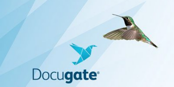 logo von Docugate mit einem Vogel 